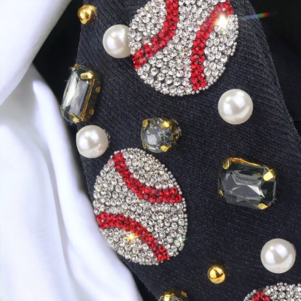 Sparkle & Swing: The Ultimate Baseball Rhinestone  Black Headband! NWOT - Picture 3 of 11